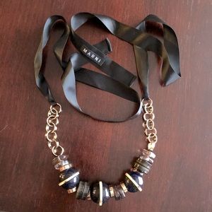 MARNI BIG MULTI BEAD NECKLACE WITH RIBBON TIE